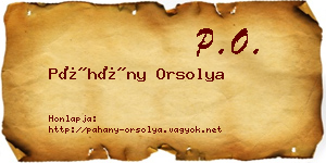 Páhány Orsolya névjegykártya